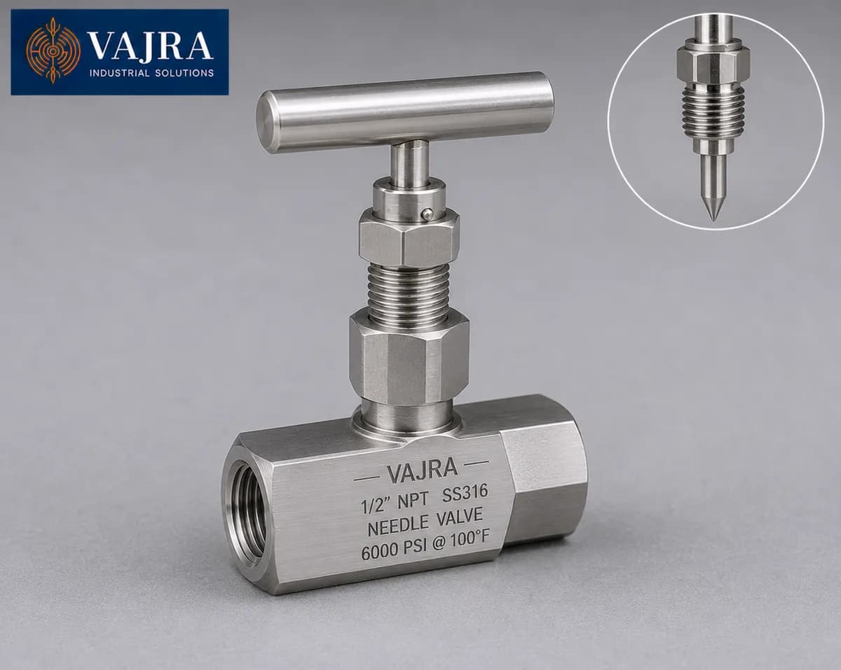 Instrumentation needle valve for precise fine flow control