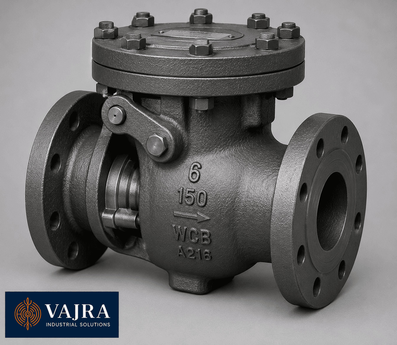 Swing check valve for preventing backflow in pipelines